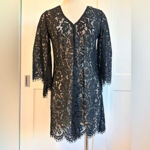 Black Lace V-Neck Mini Dress by Fame and Partners